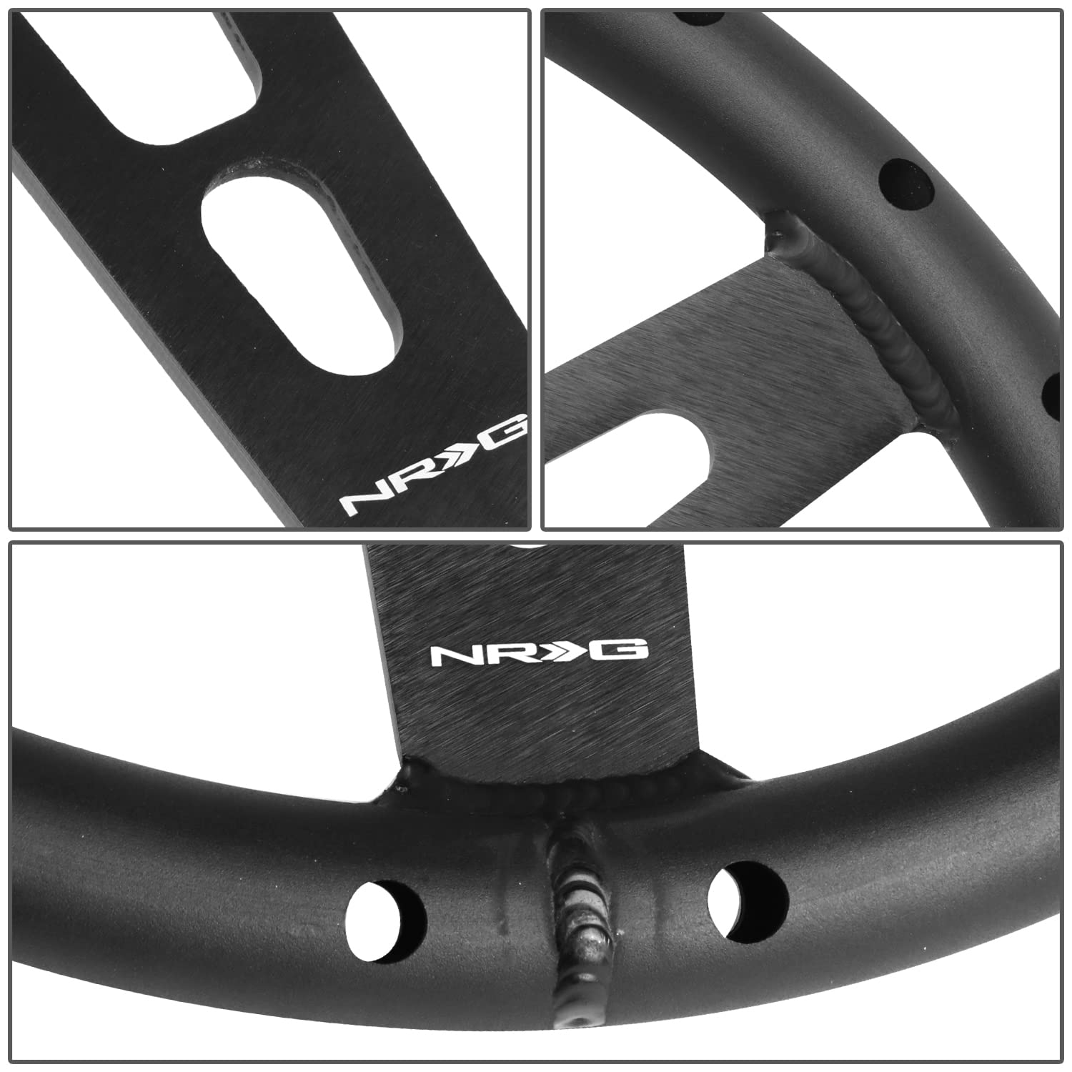 NRG Innovations Reinforced NRG-RST-025MB Steering Wheel 380mm Sport Full Aluminum Light Weight Welded