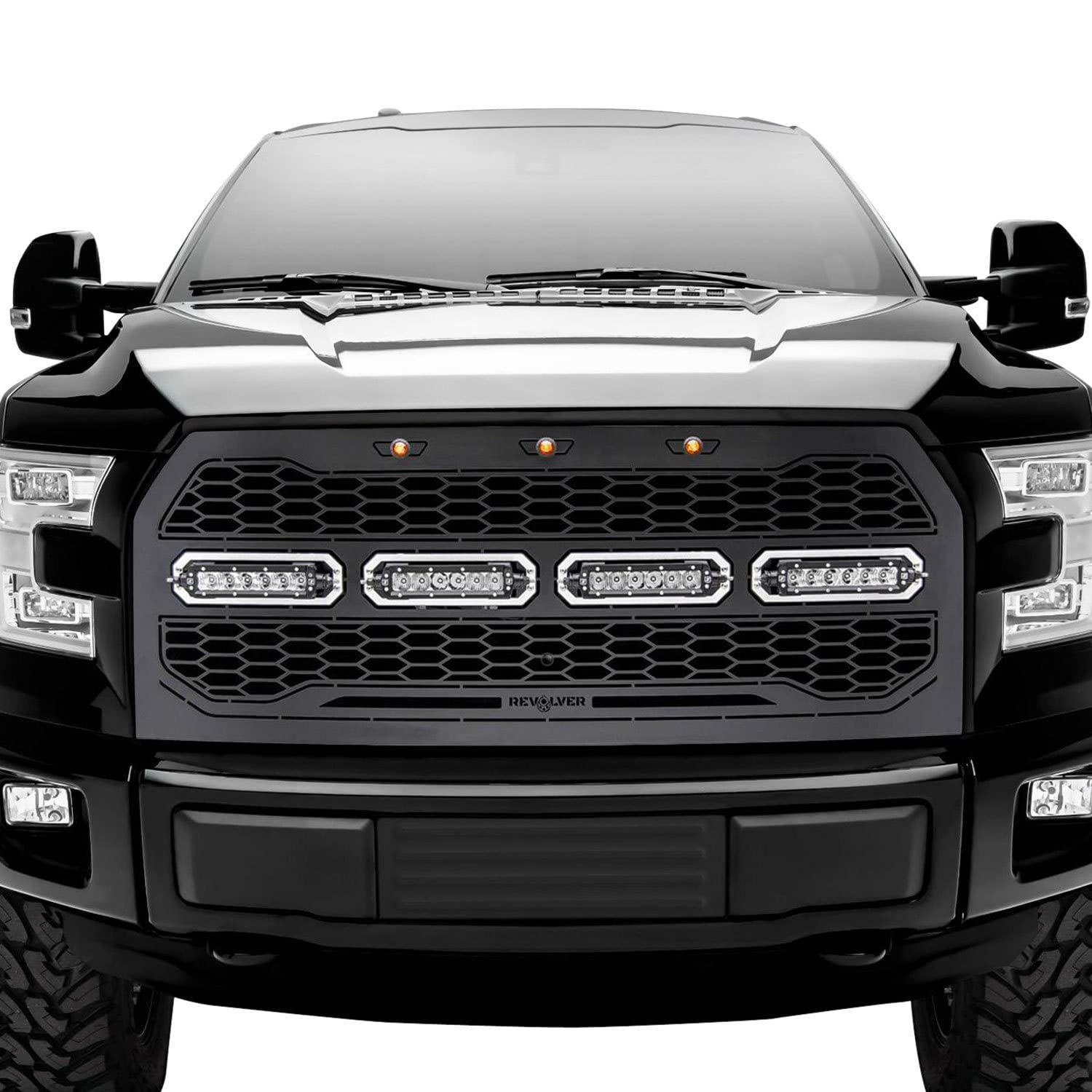 Revolver Series LED Grille Mild Steel Black Chrome Studs 1 Pc Replacement 6515741