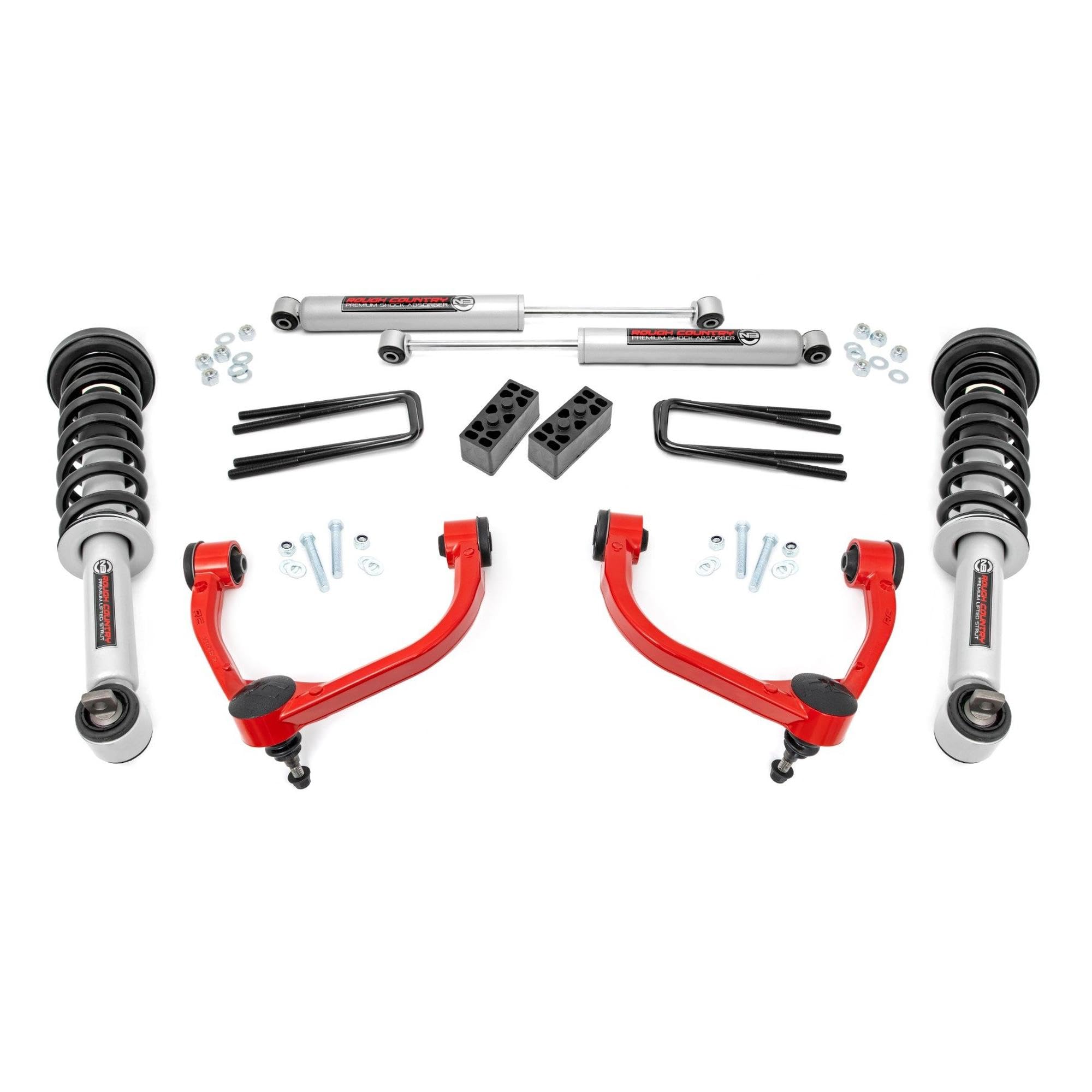 3" Rough Country Lift Kit w/N3 Struts for 2014-2020 Ford F-150 4WD - 54531RED