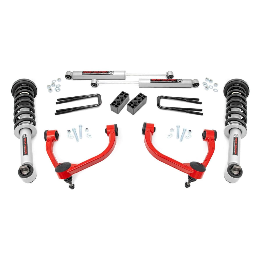 3" Rough Country Lift Kit w/N3 Struts for 2014-2020 Ford F-150 4WD - 54531RED