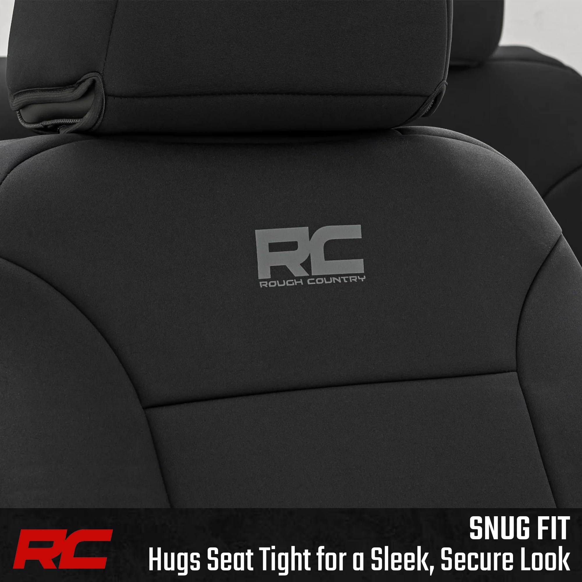 Rough Country Seat Covers Neoprene for Ram 1500/2500/3500 (2010–2018) Crew Cab - Front & Full Rear Seat Cover Set, Water-Resistant Protection
