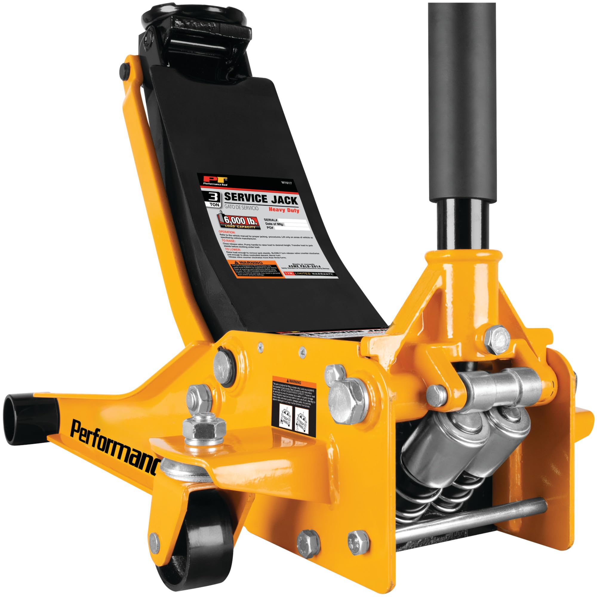 Hydraulic Bottle Jack Performance Tool W1617 with Steel Lifting Saddle and Swivel, 3-1/8-Inch to 19-7/8-Inch, 6,000 lb Capacity