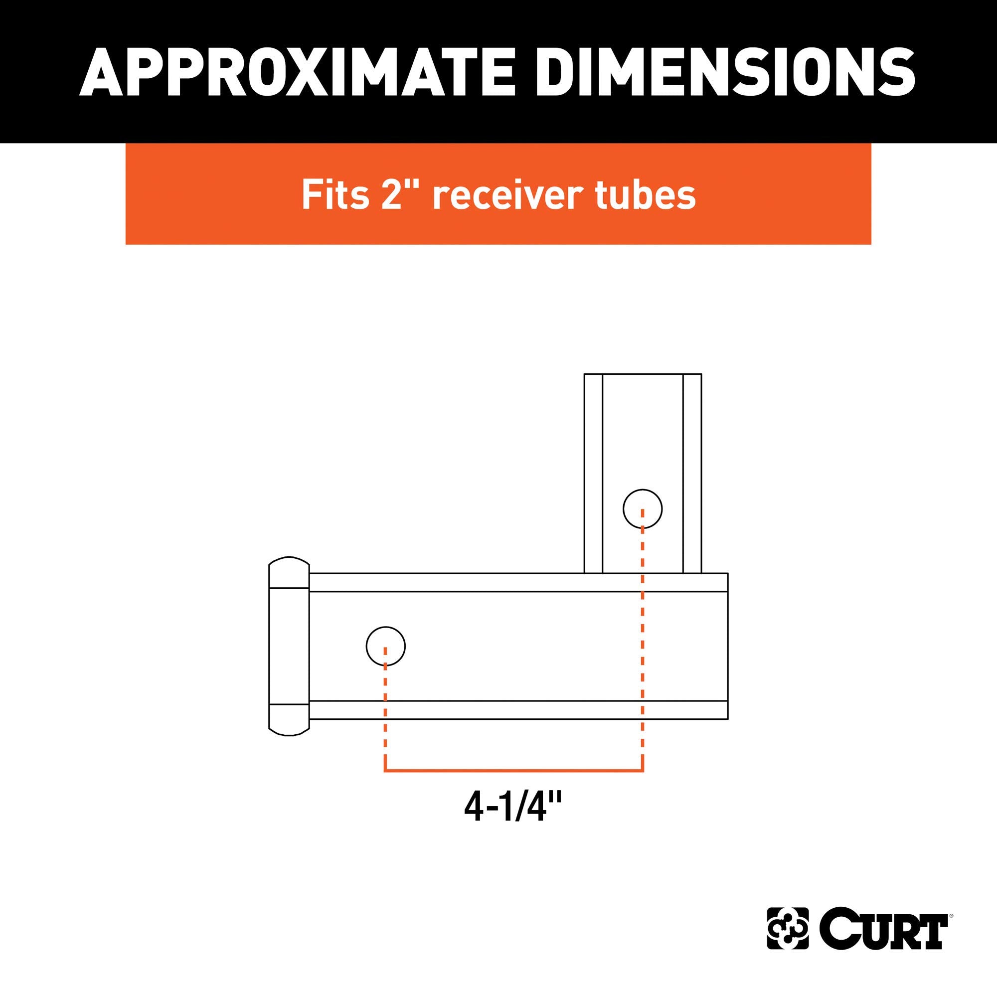 CURT 45013 Trailer Hitch Adapter Vertical Receiver, 2-Inch, 5,000 lbs, 2-7/16-In Rise