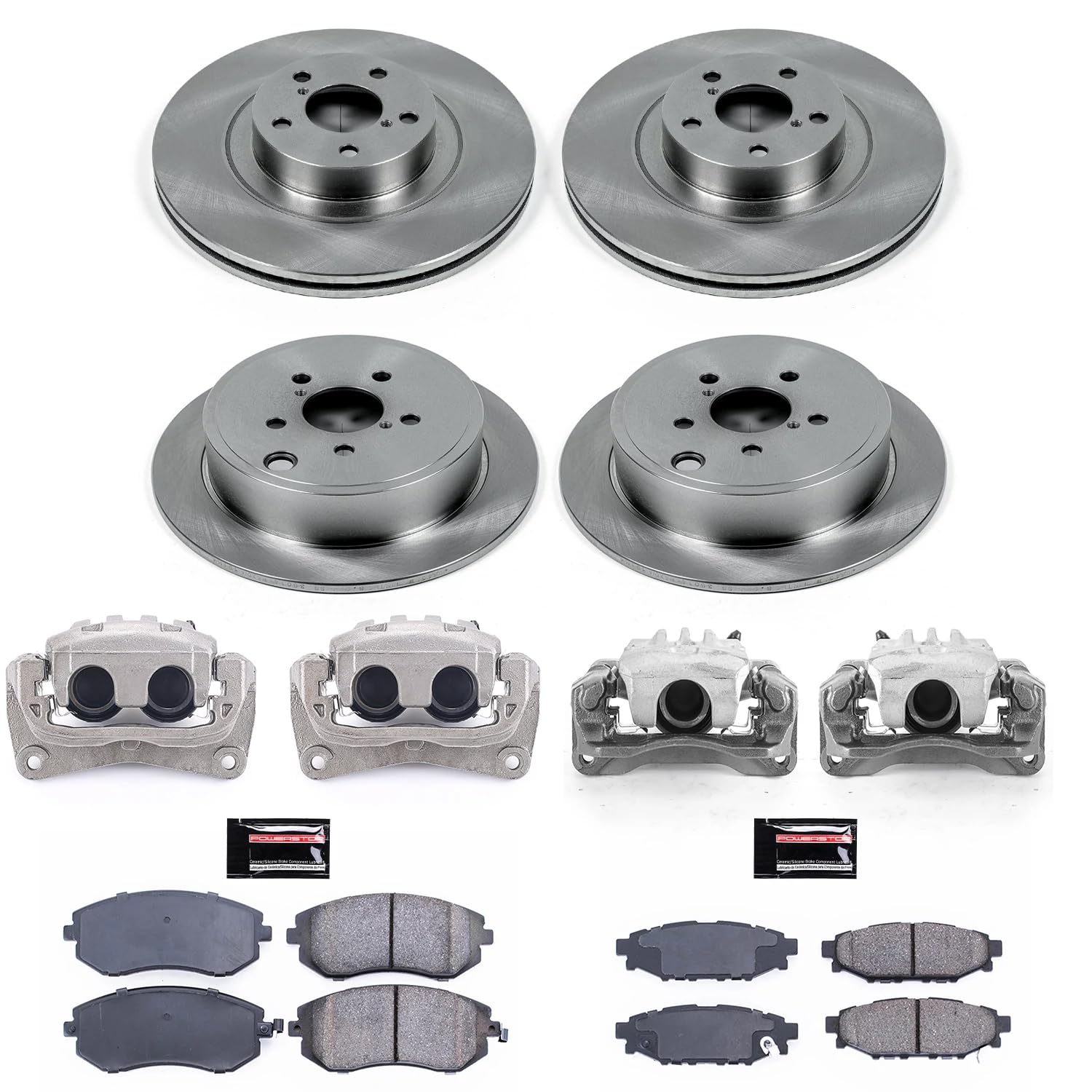 Power Stop KCOE4079 Brake Caliper Kit Replacement Front and Rear - Brake Rotor, Brake Pads & Calipers For Subaru Legacy 2006-2009, Subaru Outback 2006-2009 [Model Specific]