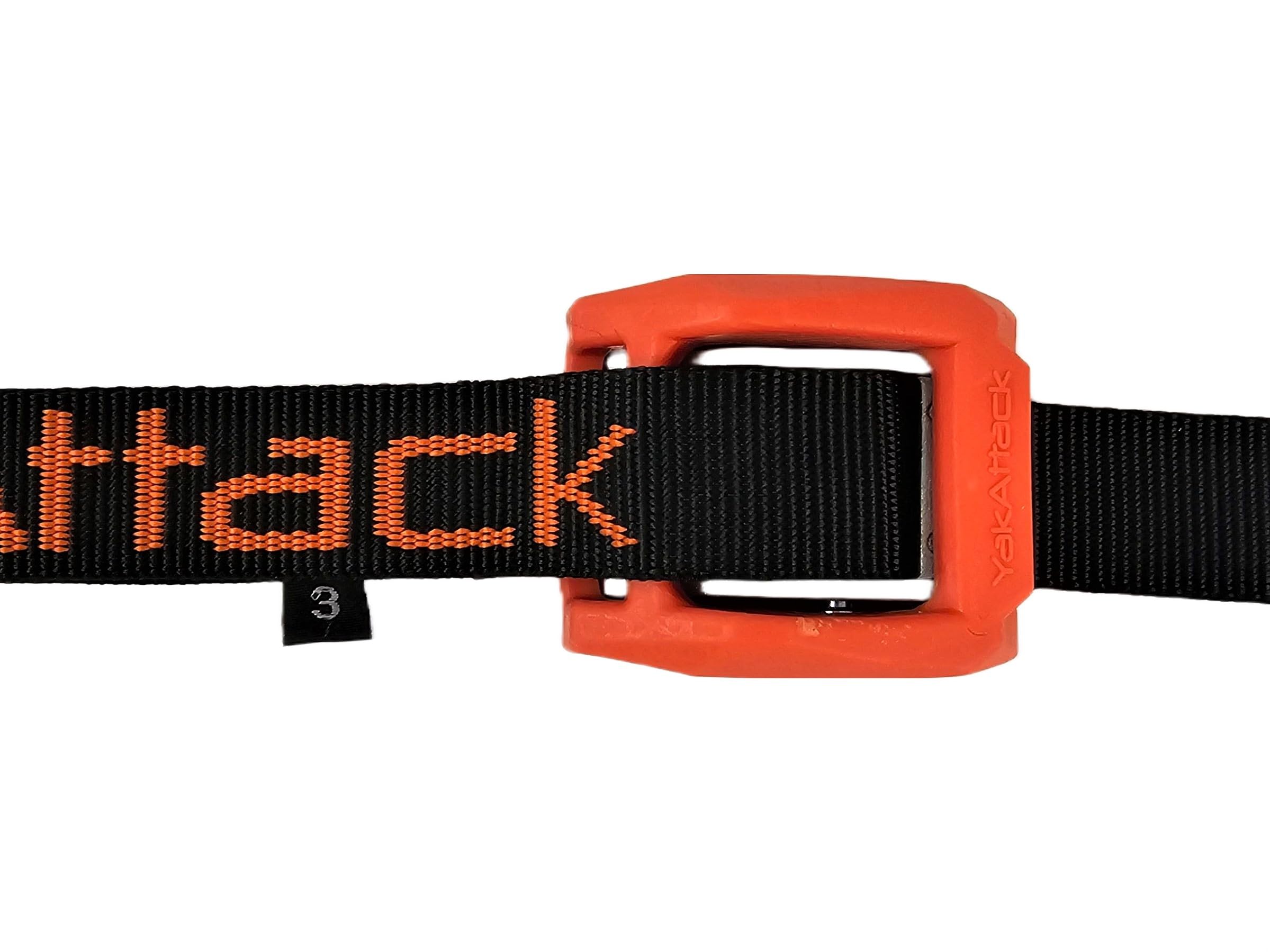 Cam Strap YakAttack – 3' x 1" Heavy Duty Tie Down | Rubber Buckle Cover | Black/Orange - 1 Pack | Kayak Fishing Accessory | Made in USA