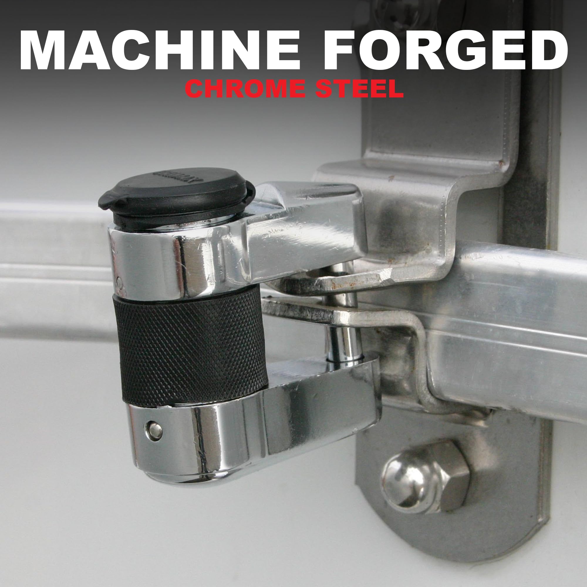 TMC10 – Trimax – 7/8" Key Coupler Lever/Door Latch Lock – Machine-Forged Chrome Steel, Protective Rubber Bumper, Weatherproof Cap, Anti-Theft Security