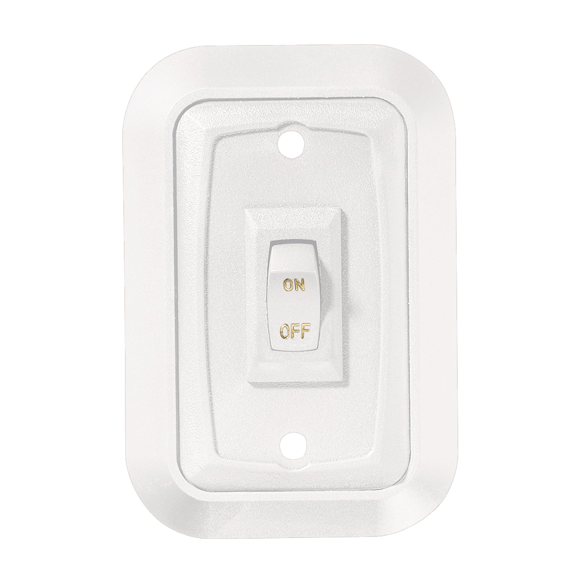 Wall Plate Switch RV Designer S653, White, Single, 3.53" x 2.39", On/Off - SPST - Includes Raised Bezel, Plate and Switch