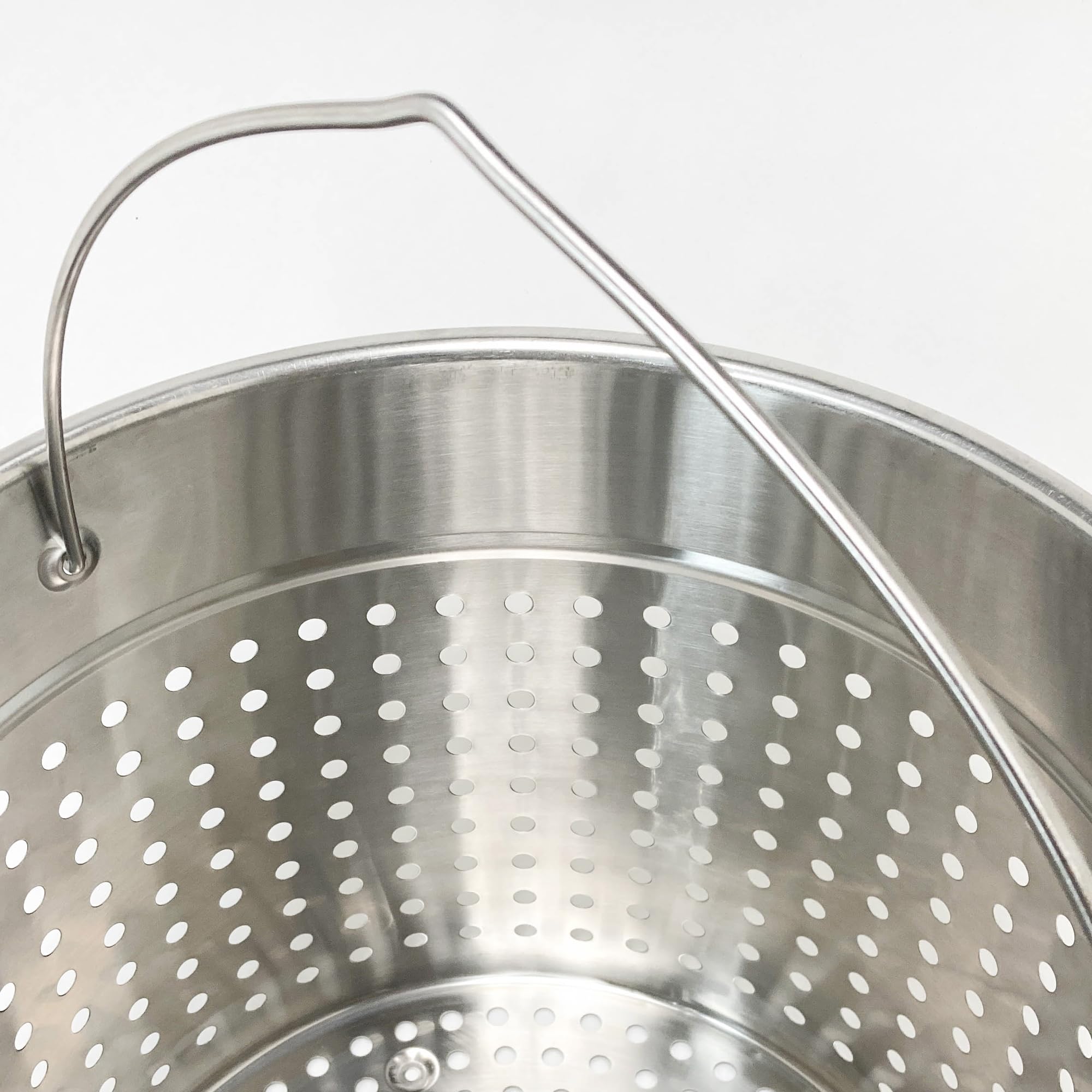 Bayou Classic 62-qt Stainless Stockpot w/Stainless Perforated Basket Features Heavy Welded Loop Handles Domed Vented Lid Perfect For Canning Boiling Steaming and Preserving