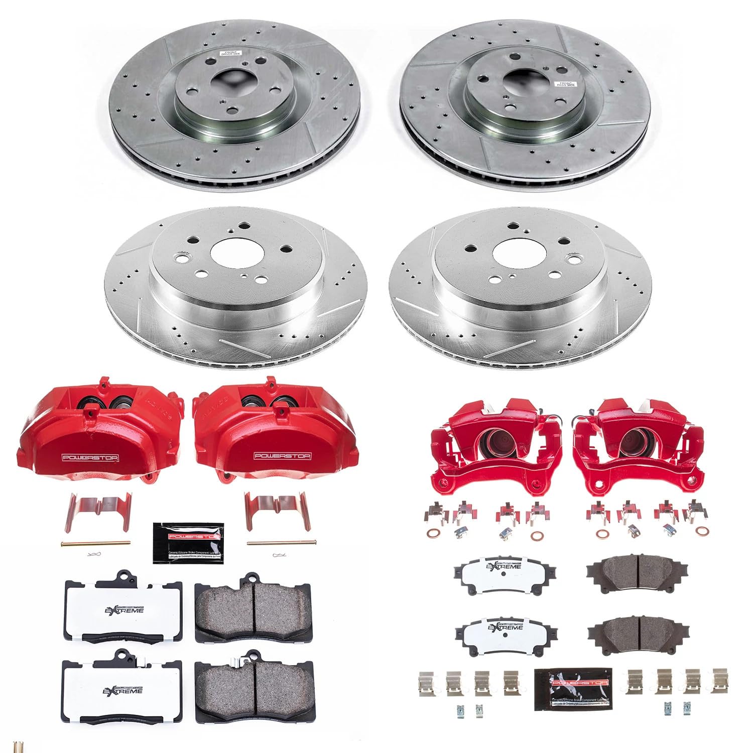 Power Stop Z26 KC6513-26, Front and Rear Caliper Kit-Brake Rotors, Carbon Ceramic Brake Pads, Calipers