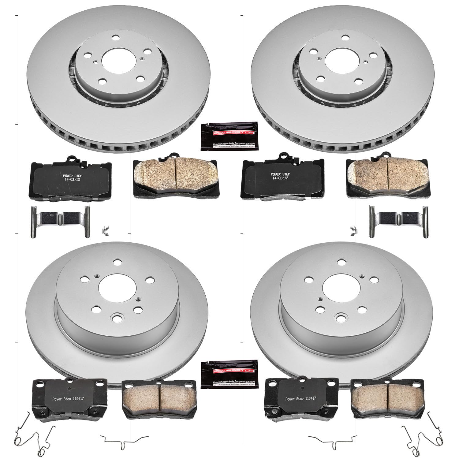 Power Stop CRK4070 Brake Rotor & Coated Ceramic Brake Pads- front & rear For Lexus GS350, Lexus GS430, Lexus GS450h, Lexus GS460, Lexus IS350 [Model Specific]
