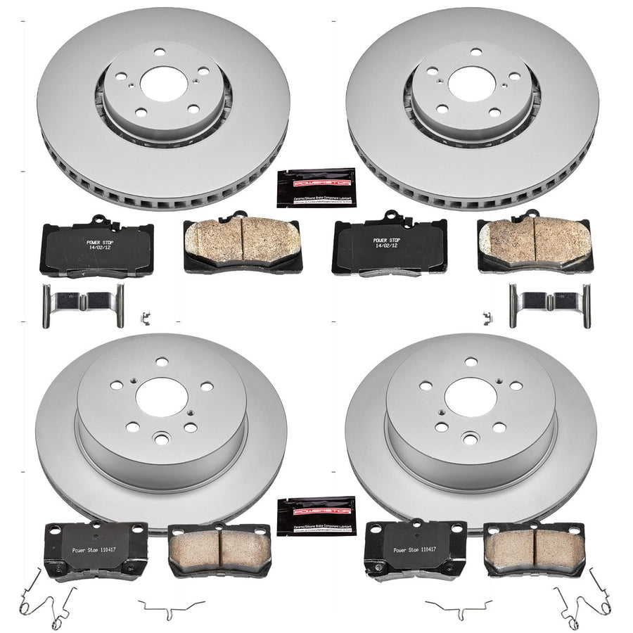 Power Stop CRK4070 Brake Rotor & Coated Ceramic Brake Pads- front & rear For Lexus GS350, Lexus GS430, Lexus GS450h, Lexus GS460, Lexus IS350 [Model Specific]