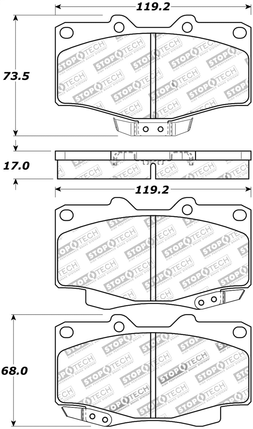Front StopTech 308.04360 Brake Pads with Shims and Hardware Street