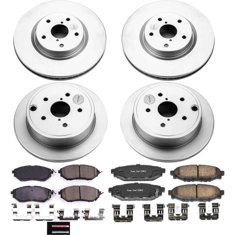 Power Stop Coated Brake Rotor and Ceramic Brake Pads- Front & Rear For Subaru WRX 2015-2021 [Model Specific] CRK6932