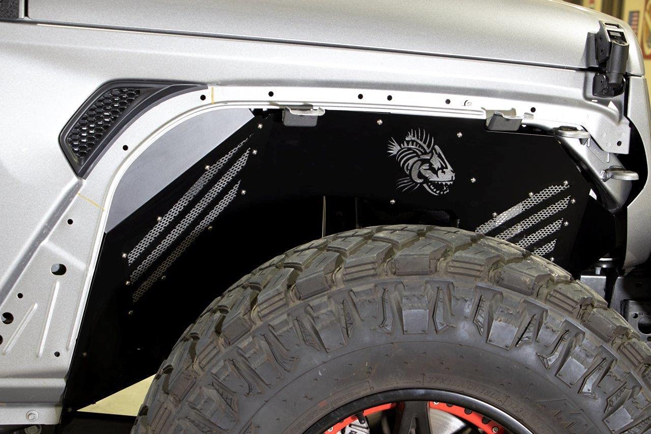 JL Inner Fenders Front FISHBONE Offroad FB33193F - Aluminum - Black Powder Coat