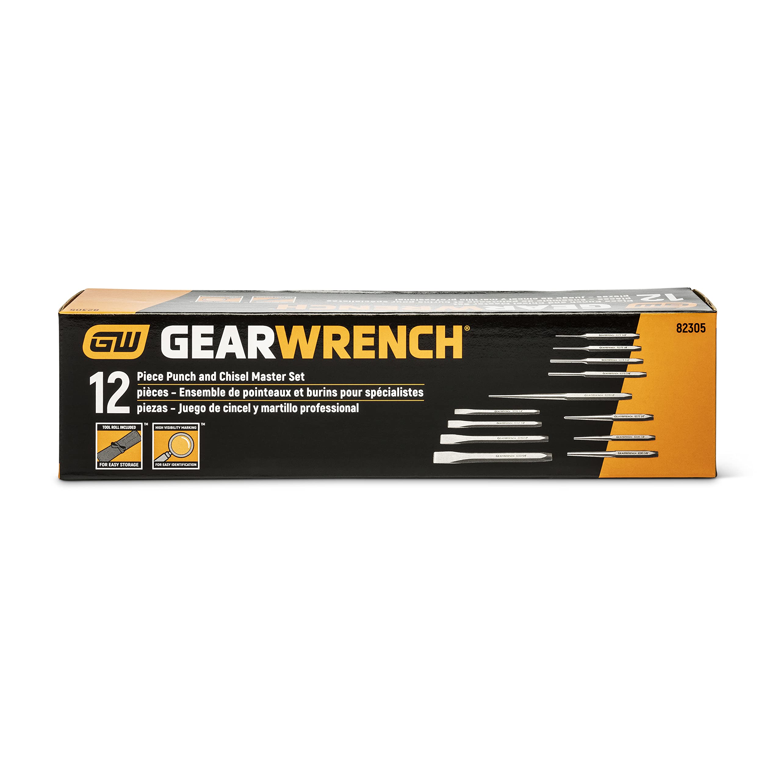 12 Piece GEARWRENCH Punch and Chisel Chrome Set | 82305