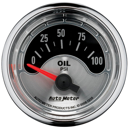 Auto Meter American Muscle 2-1/16" 0-100 PSI Short Sweep Electric Oil Pressure Gauge, 2.3125 in.