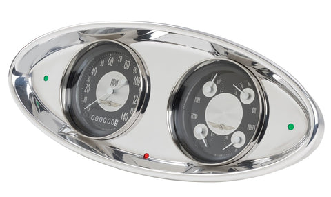 3-3/8" Lokar BDI-9128 Polished Classic Instrument High Step Bezel Dash Insert 2 Gauge