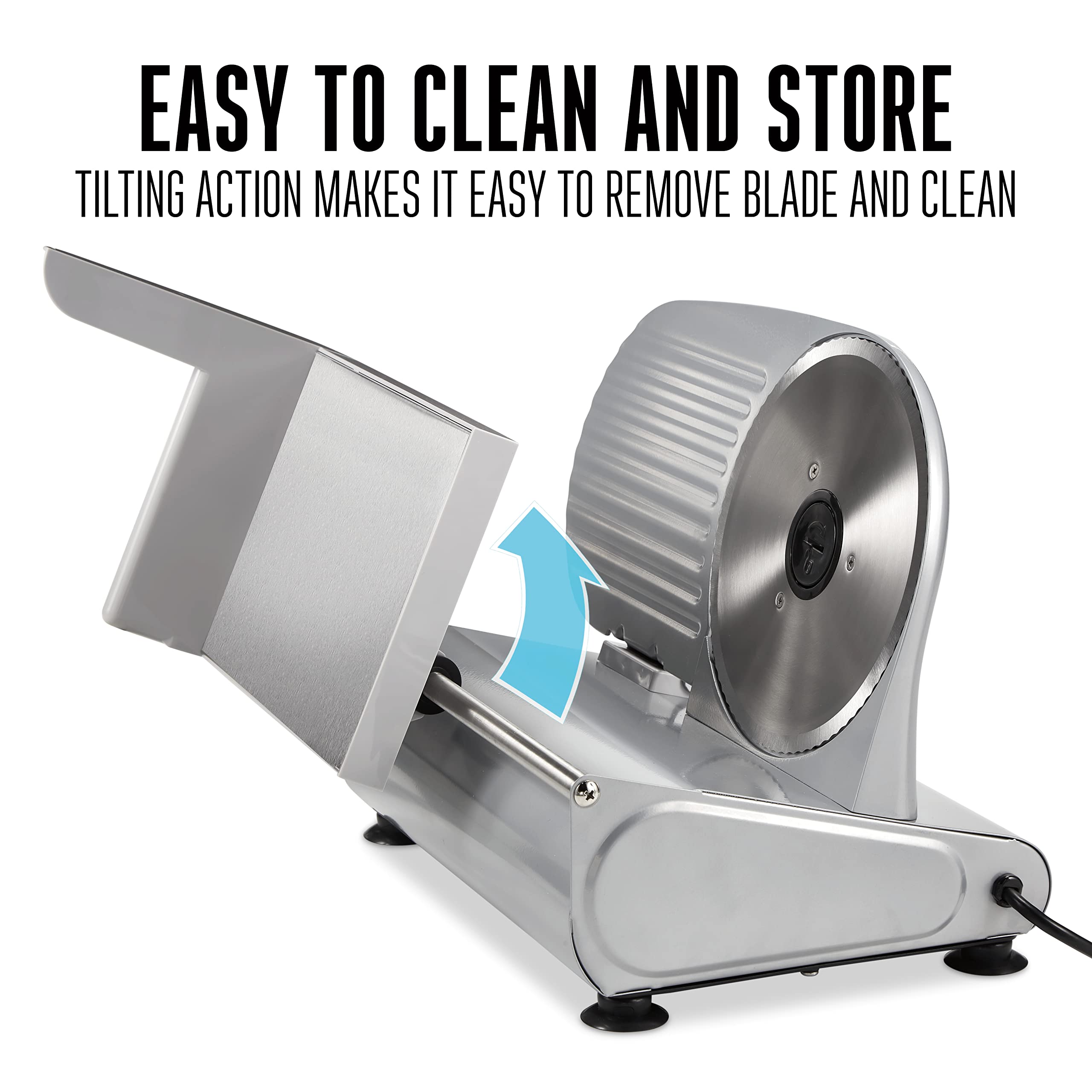 Weston Deli & Food Slicer Electric Meat Cutting Machine, Adjustable Slice Thickness, Non-Slip Suction Feet, Removable 7.5" Stainless Steel Blade, Easy to Clean (61-0750-W)