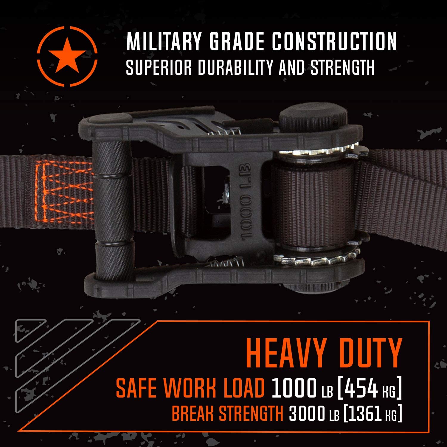 10’ SmartStraps Tactical Ratchet Straps, 2 Pack — Heavy Duty Tie-Down Straps — 3,000lb Break Strength, 1,500lb Safe Work Load — Haul Dirt Bikes, ATVs, and Mowers