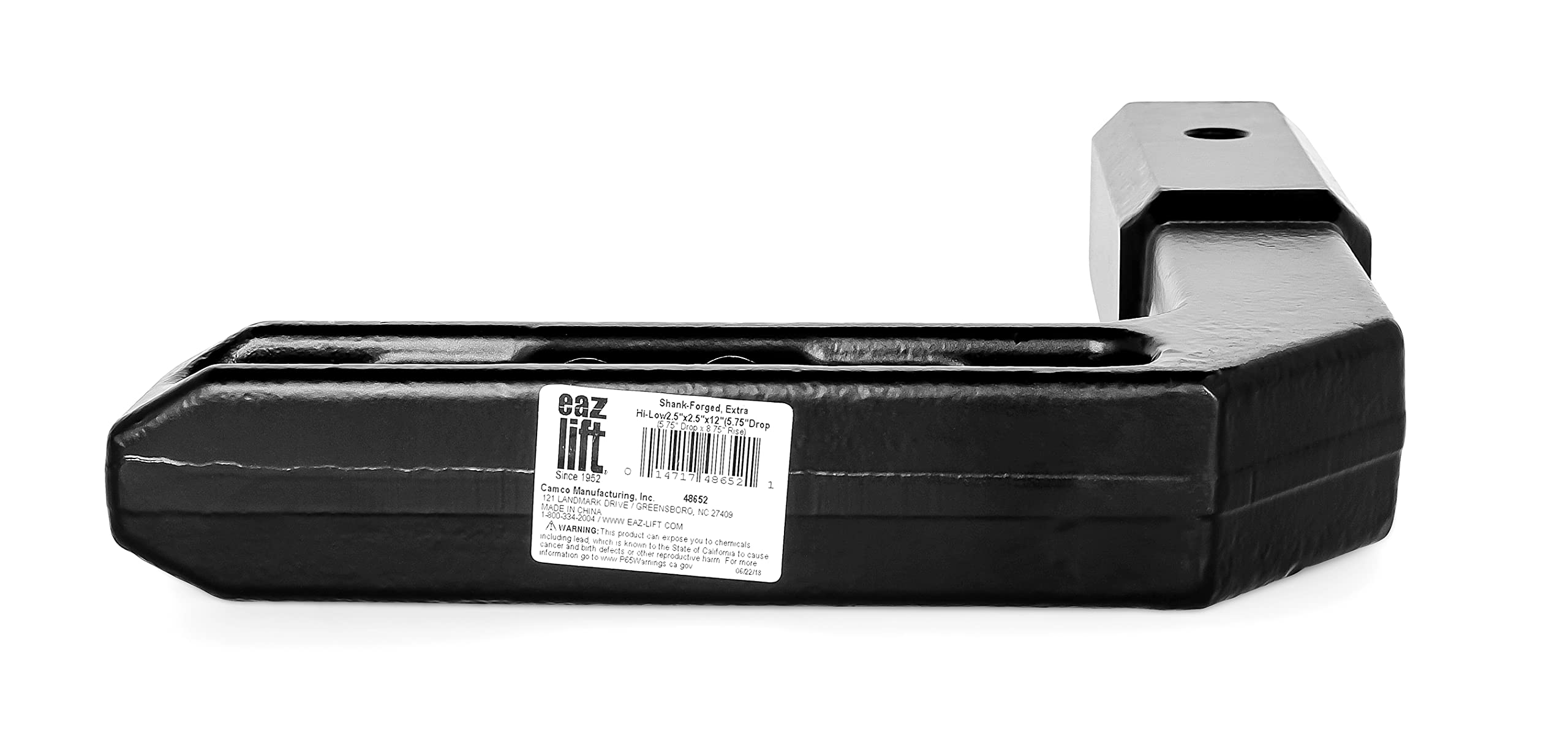 Camco EAZ Lift 2.5-inch Shank | Modify The Vertical Height of Your Ball Mount | Standard Ball Mount Adaptable | 15,000 lb. Rating (48652),Black