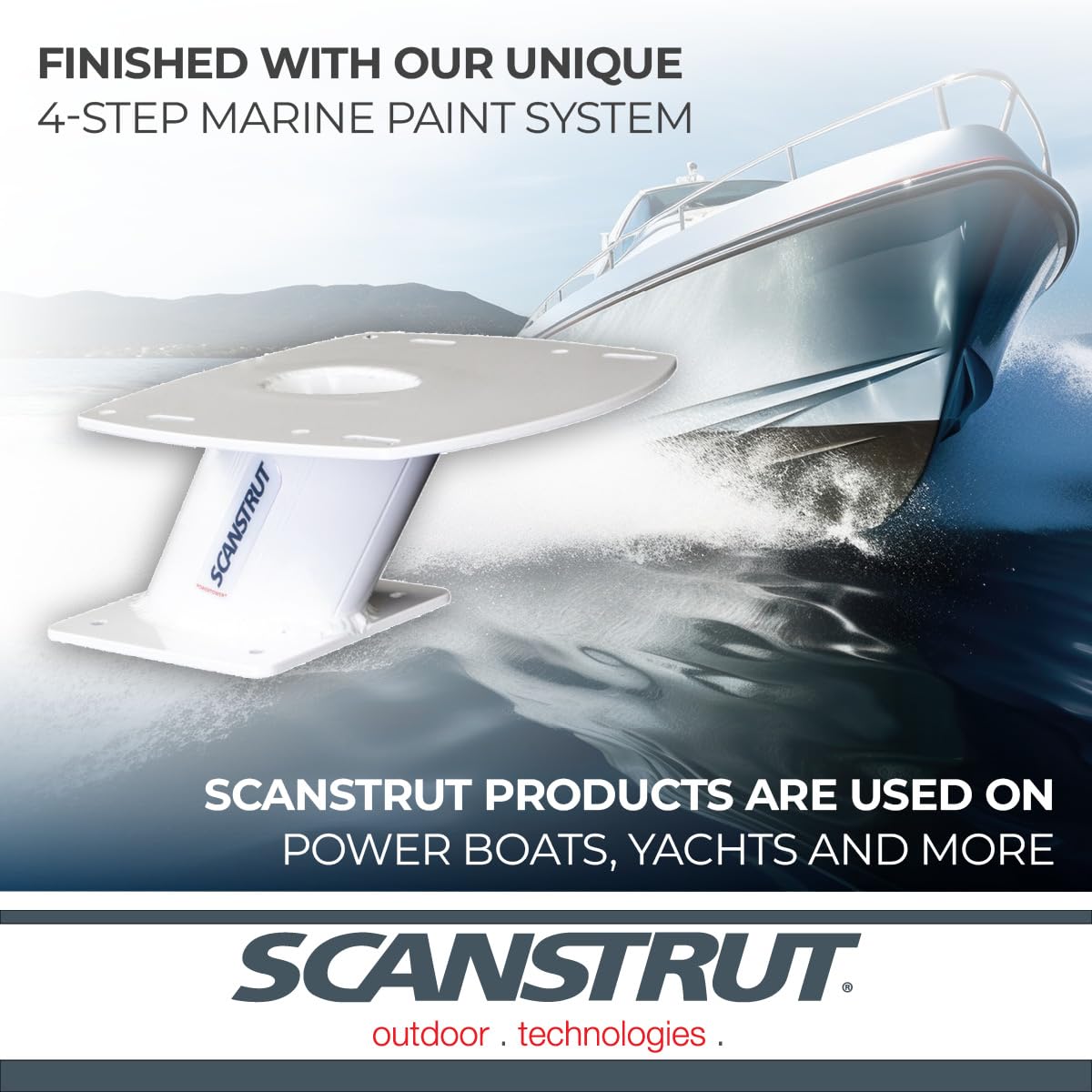 Forward-Leaning Scanstrut APT-F-150-01 Aluminum Power Tower for 2kW/4kW Raymarine, Garmin, Navico BR24/3G/4G Radomes - 150mm