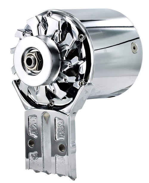 Chrome Powermaster 182013 Alternator (PowerGEN Flat Head Front Mating '39-'48 90A 12V "Shorty")