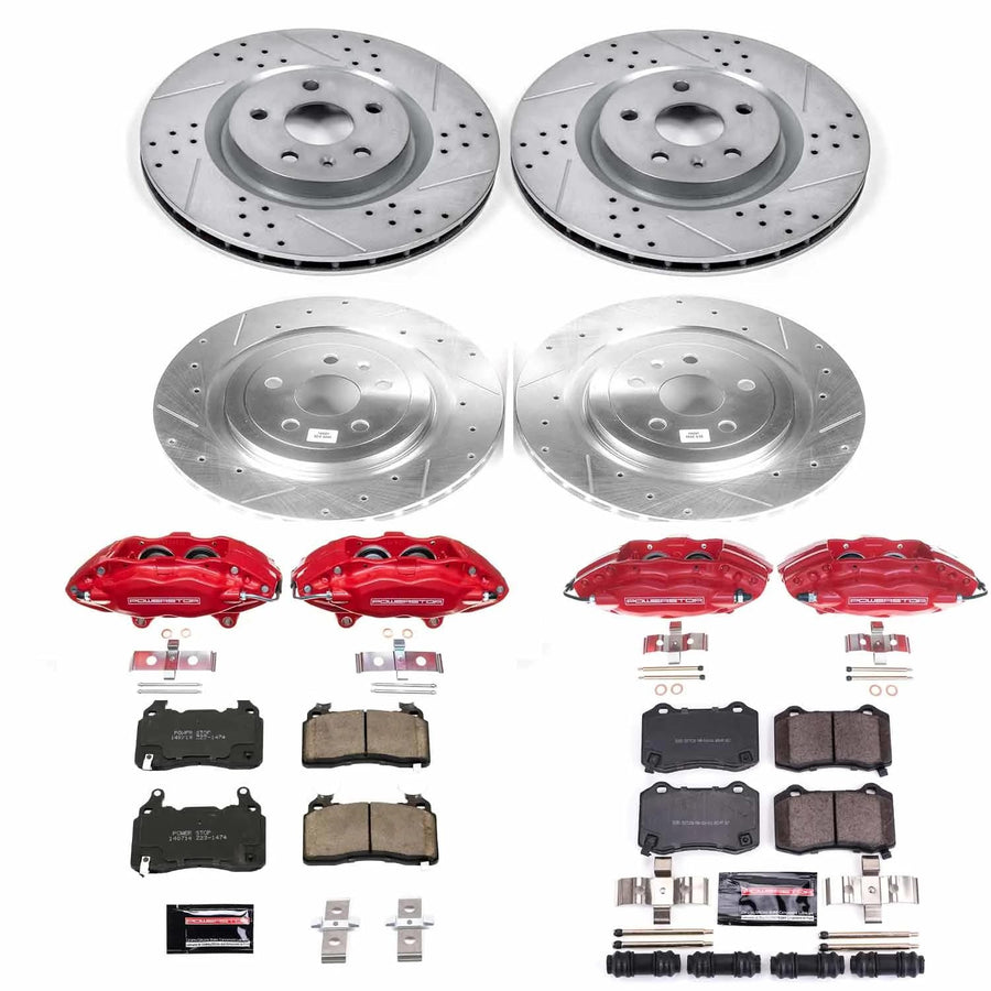 Power Stop Z23 KC5603 Evolution Front and Rear Caliper Kit-Rotors, Carbon-Fiber Ceramic Brake Pads, Calipers For Chevrolet Camaro 2010-2015 [Model Specific]