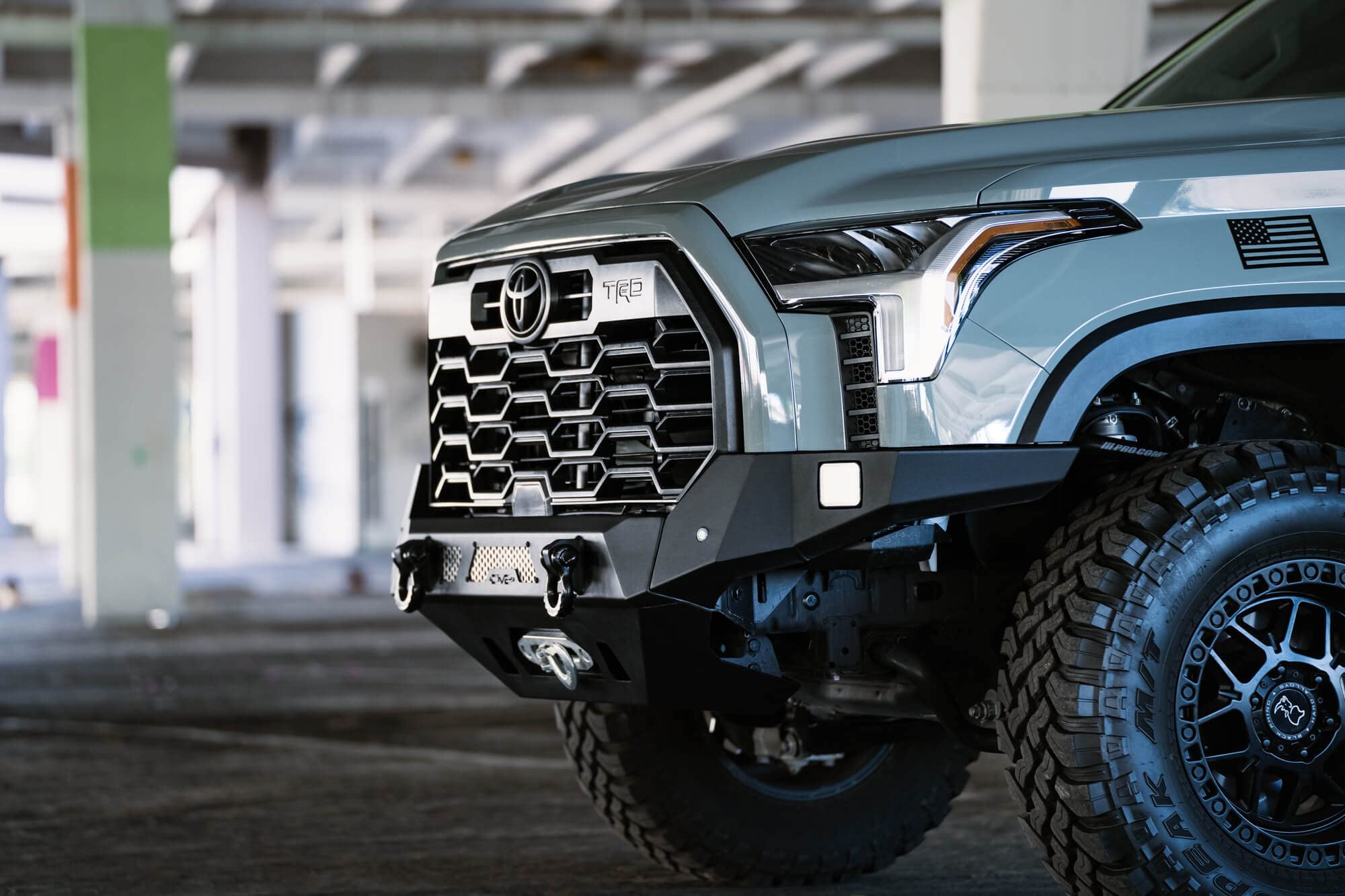 MTO Series DV8 Offroad Winch Front Bumper for 2022-2025 Toyota Tundra | Retains OEM Features | Mount LED Light Bar & Pod Lights | Accepts Multiple Size Winches | Compatible with Stock Skid Plates