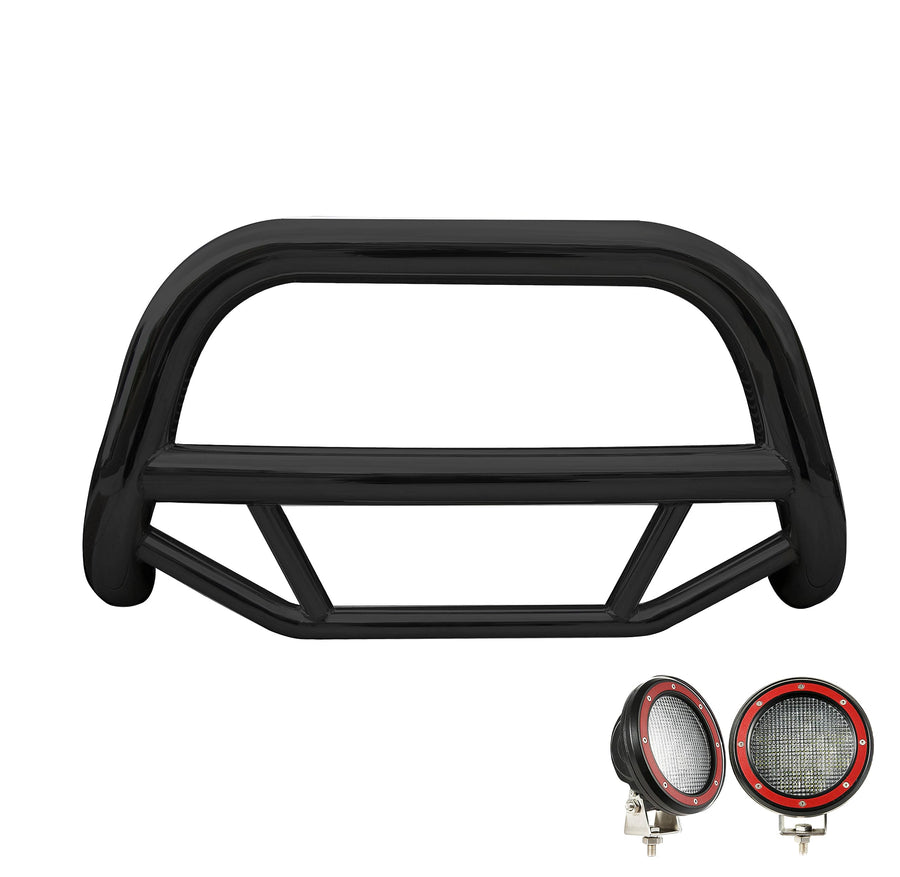 Max Bull Bar Kit Black Horse No Skid Plate Stainless Steel Compatible with 2001-2006 Acura MDX|2003-2008 Honda Pilot|2006-2014 Honda Ridgeline-MBS-HOC5005-PLFR