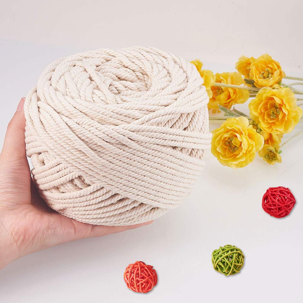 Natural Cotton JEWELEADER 110 Yards Macrame Cord 4mm Twisted Soft Knitting Rope for Handmade Crafts Decoration Wall Hanging Plant Hanger Crocheting Bohemia Dream Catcher Navajo White