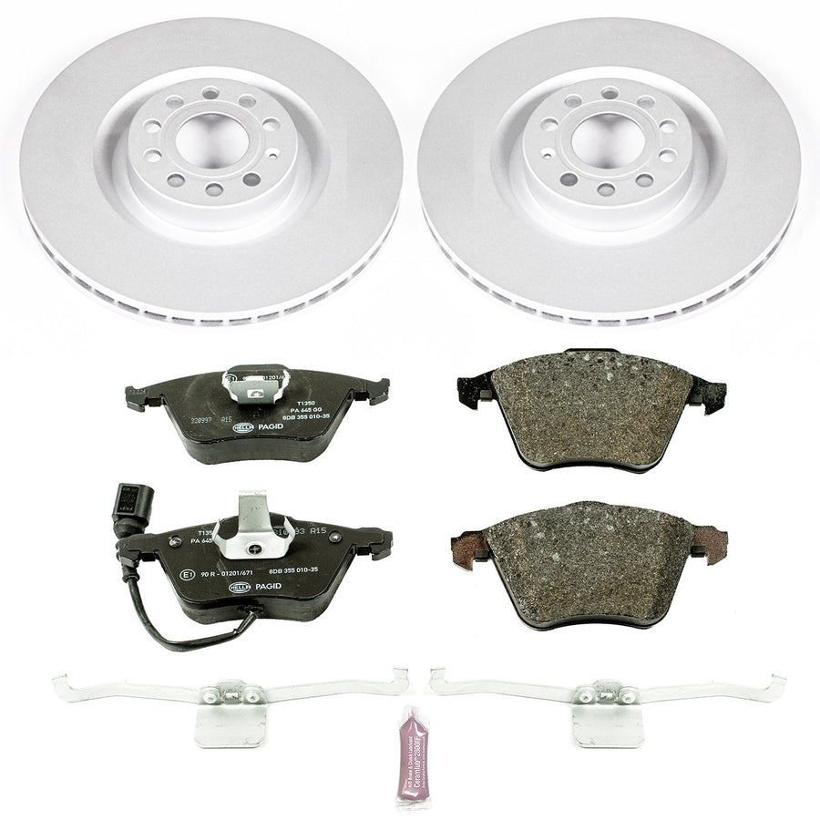 Power Stop ESK5425 Euro-Stop Front Brake Kit For Volkswagen CC 2009-2012, Volkswagen Golf R 2012-2013, Volkswagen Passat 2006-2009, Volkswagen R32 2008 [Model Specific]
