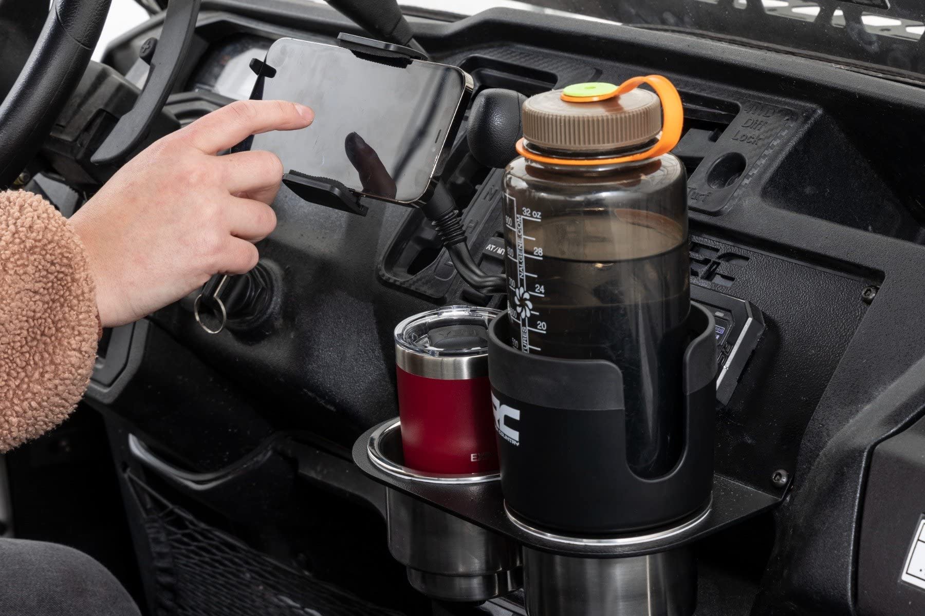 2 in 1 Rough Country Expanding Cup and Phone Holder - J5054, Black, 2.69in - 3.9in Diameter