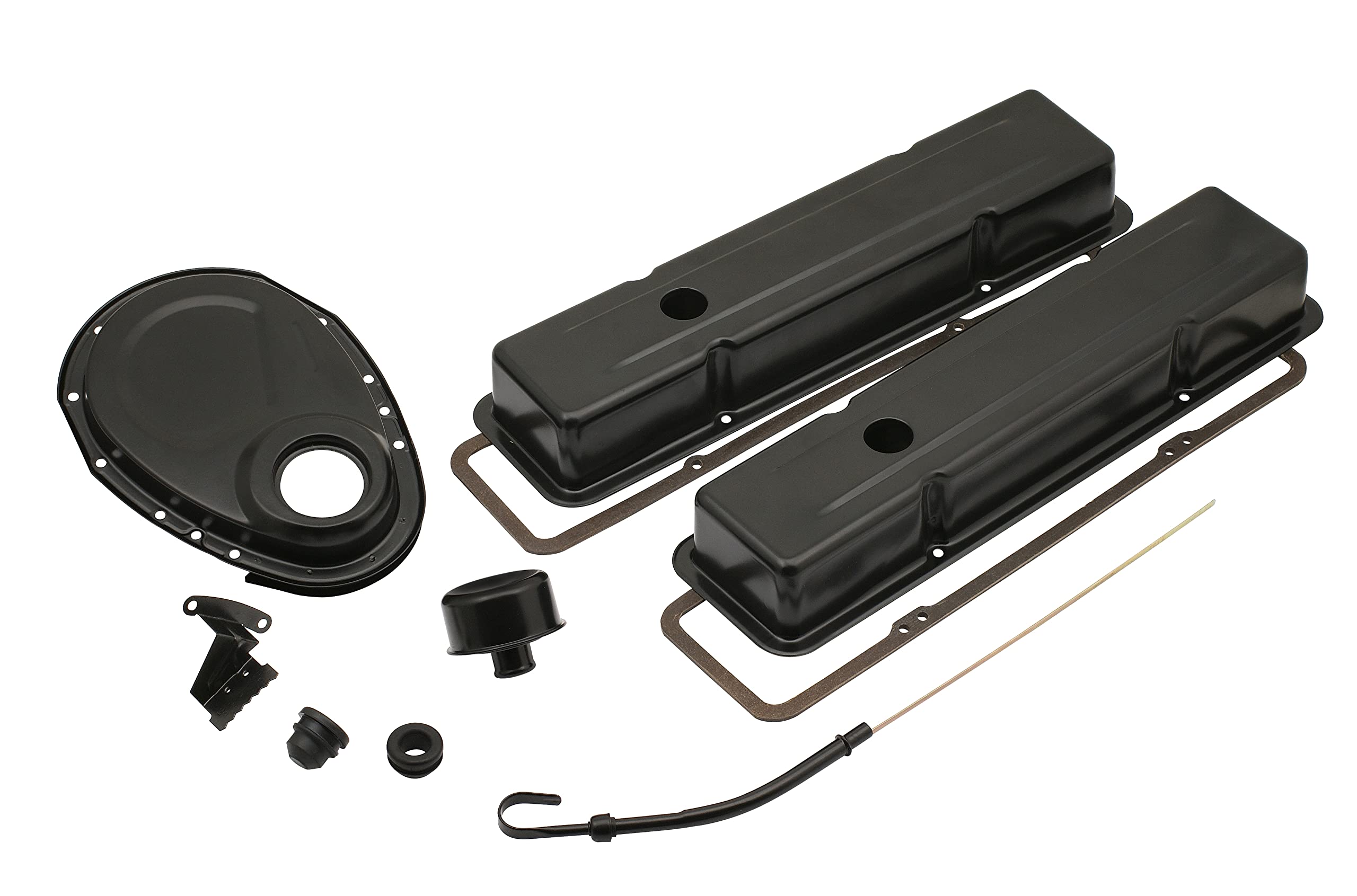 Flat Black Mr. Gasket 9834BP Engine Dress-Up Kit for Small Block Chevy