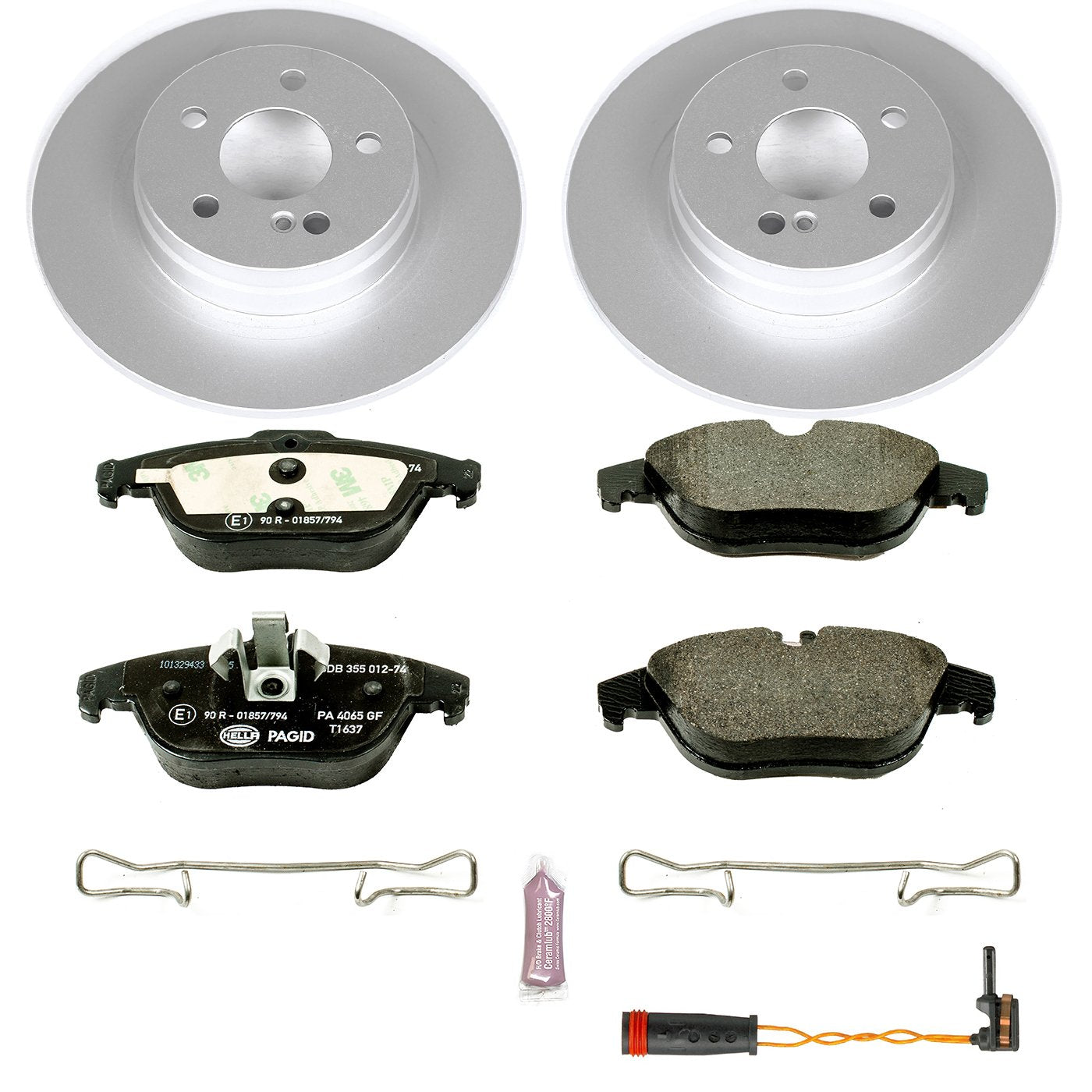 Power Stop ESK5625 Euro-Stop Rear Brake Kit and 1 Rear Sensor Wire For Mercedes-Benz C250 2012-2015, Mercedes-Benz C300 2008-2012 [Model Specific]