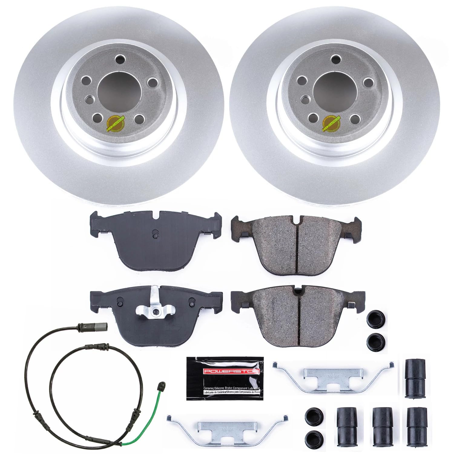 Coated Brake Rotor and Ceramic Brake Pads Power Stop CRK6416- Rear For BMW 550i GT 2010-2015, BMW 550i GT xDrive 2010-2017 [Model Specific]