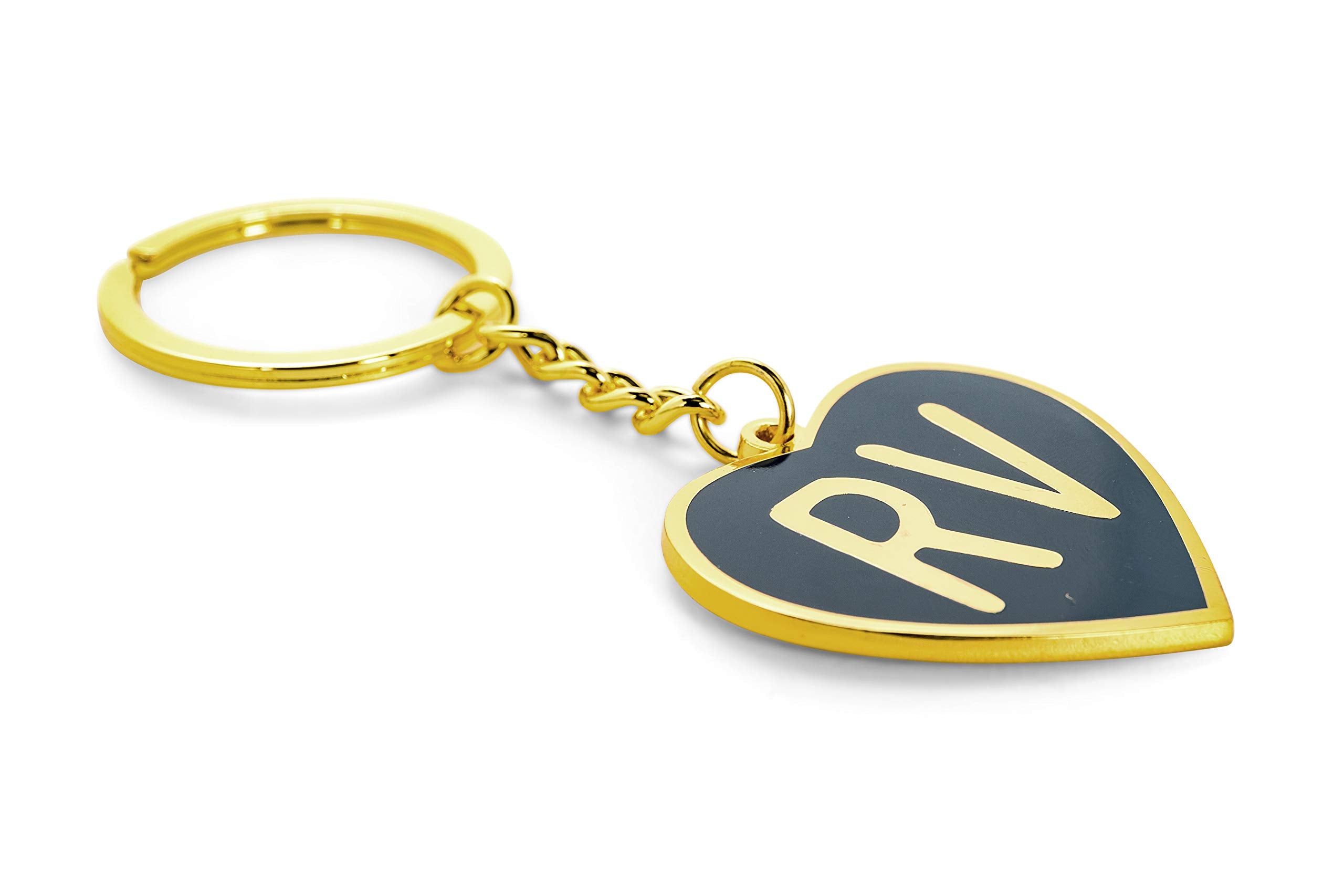 RV Heart Keychain-Gold Ring for Car Fobs and Keys Camco Life is Better at The Campsite (53288)