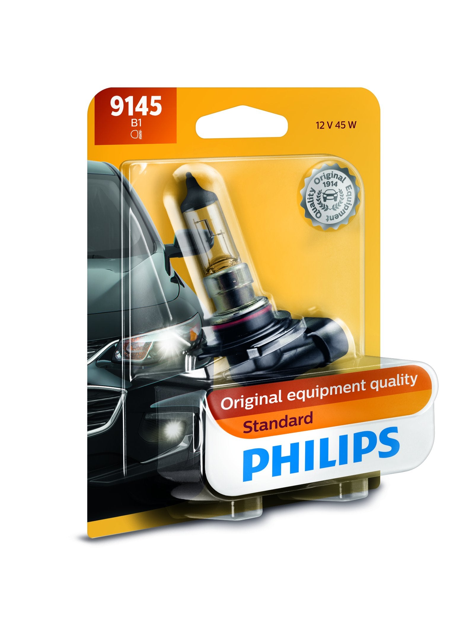 9145B1 Philips Standard Halogen Replacement Front Fog Bulb, 1 Pack