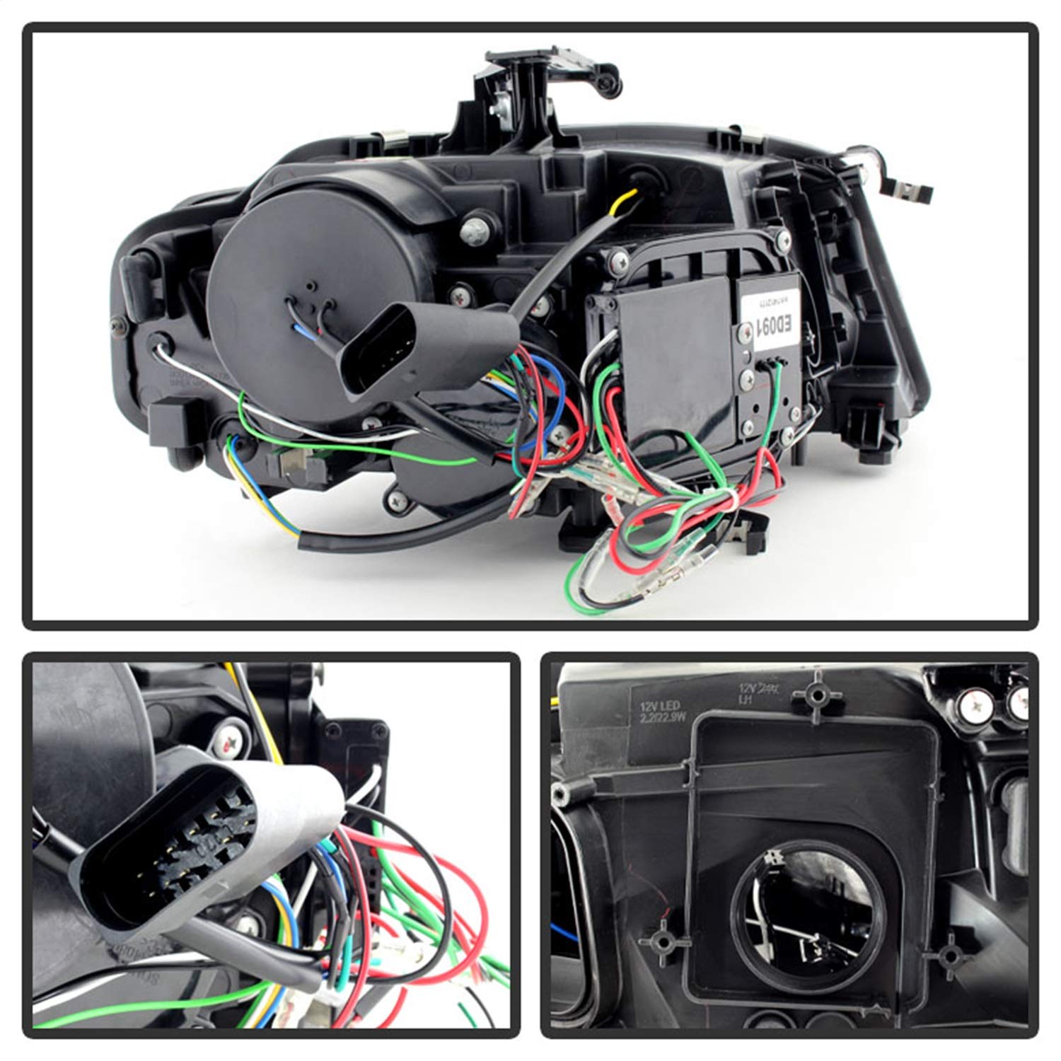 Audi A4 LED Halo Projector Headlight Spyder Auto PRO-YD-AA408-HID-DRL-BK