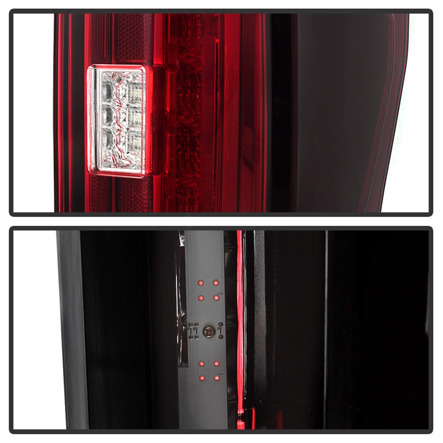 Ford F250 Superduty Spyder 17-18 Blind Spot Monitoring Model LED Tail Lights - Red Clear