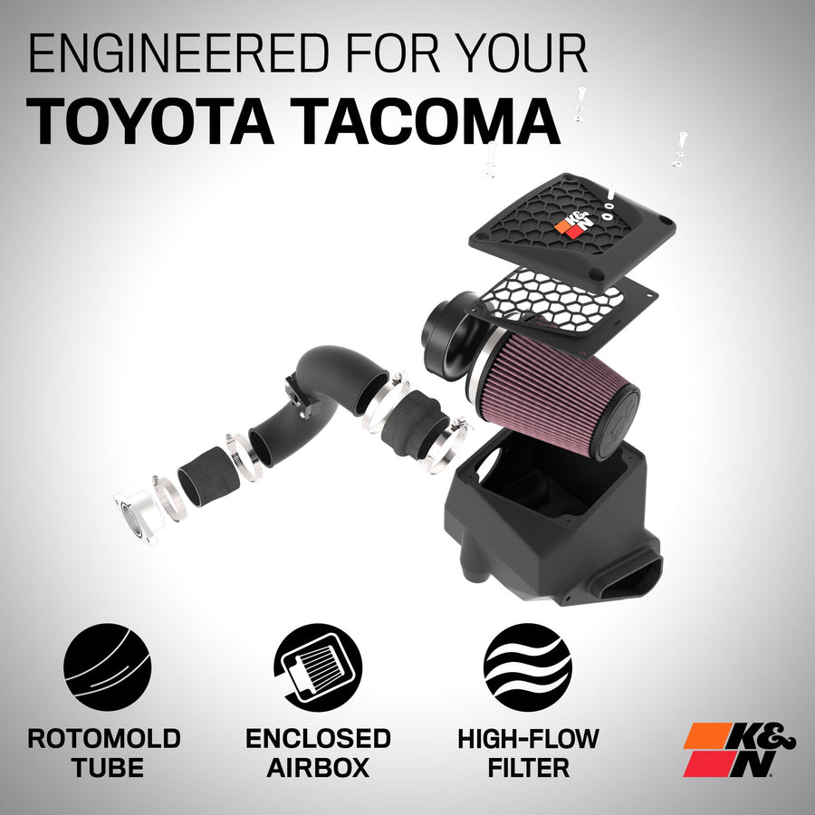 K&N Cold Air Intake System: High-Flow Air Filter, Towing & Increase Performance: Compatible with 2024-2025 Toyota: Land Crusier, Tacoma, 63-9043