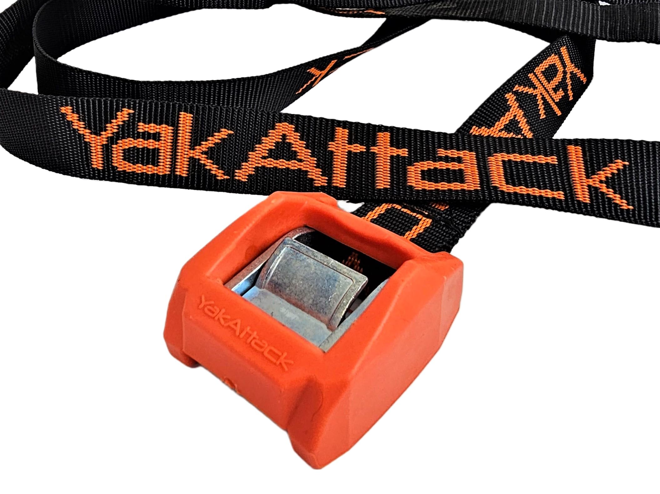Cam Straps YakAttack 2 Pack – 3' x 1" | Heavy Duty Polyester Kayak Tie Downs | Rubber Buckle Cover | 2 Pack - Black/Orange | Kayak Accessory Built for Marine Use