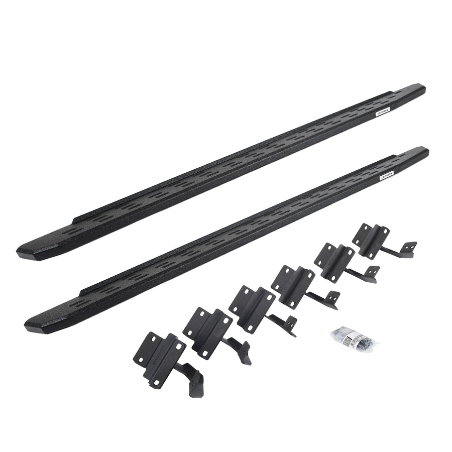 RB30 Running Boards & Brackets Go Rhino | Galvanized Steel, Protective Bedliner Coating | 69615087T | Fits 2004-2014 Ford F-150 Super Crew Pickup