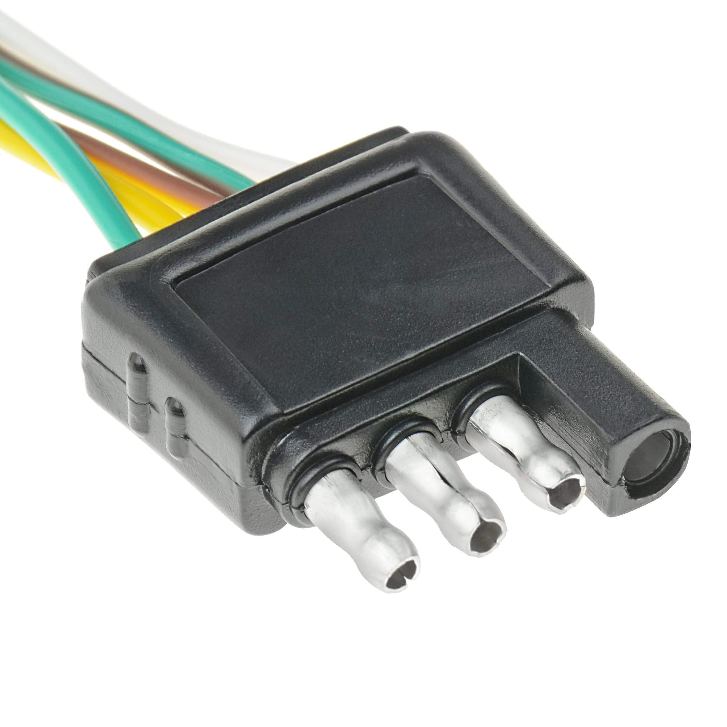 25 ft T-H Marine 4-Way Trailer Wiring Harness – 25' Wishbone Harness with Vehicle & Trailer Connectors, Color-Coded Wires & Clips for Boat Trailer Brake Turn Tail Lights