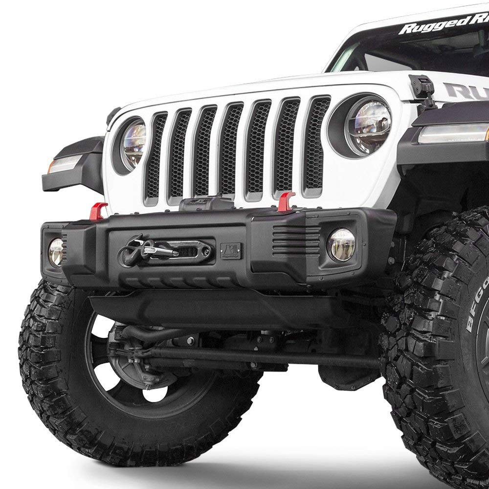 Rugged Ridge Front Spartacus Bumper for Jeep Wrangler/Gladiator | Stubby, Steel, Black | 11544.24 | Fits 2018-2025 Jeep Wrangler JL; 2020-2025 Jeep Gladiator JT