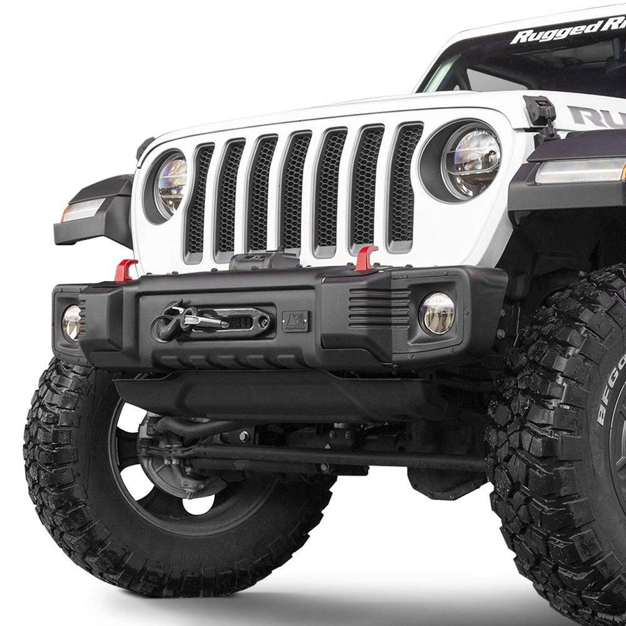 Rugged Ridge Front Spartacus Bumper for Jeep Wrangler/Gladiator | Stubby, Steel, Black | 11544.24 | Fits 2018-2025 Jeep Wrangler JL; 2020-2025 Jeep Gladiator JT