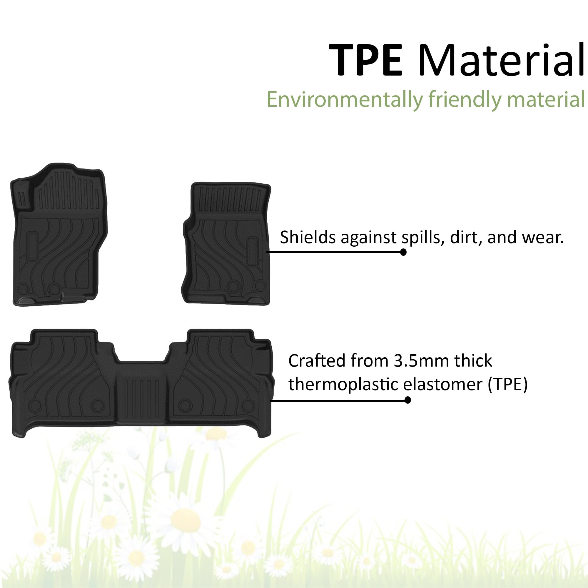 TOTALINER Black Horse Heavy Duty Floor Mat Anti-Skid Black 1.37'' Thickness Compatible with 2019-2023 Nissan Frontier-FMNFR19