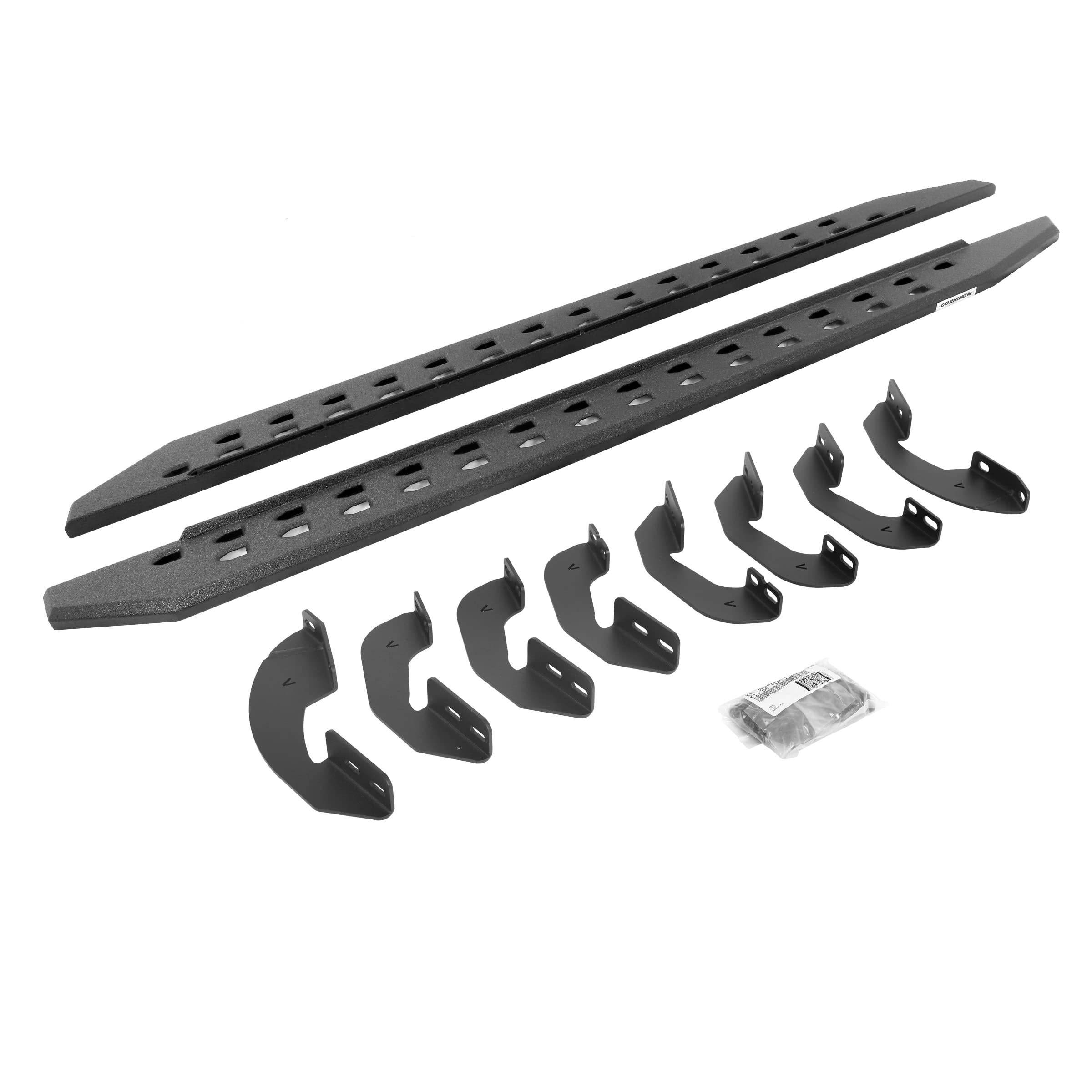 RB20 Slim Running Boards & Brackets Go Rhino | Galvanized Steel, Protective Bedliner Coating | 69443973ST | Fits 2023-2024 Toyota Sequoia