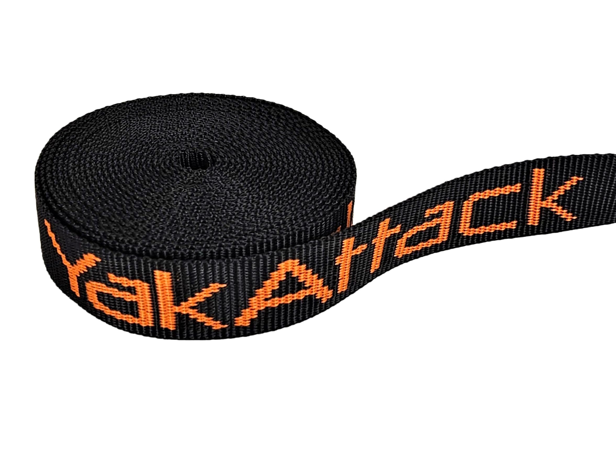 Cam Strap YakAttack 9' x 1" | Heavy Duty Polyester Kayak Tie Down | Black/Orange – 2 Pack | Rubber Buckle Cover | Durable Webbing | Made in USA