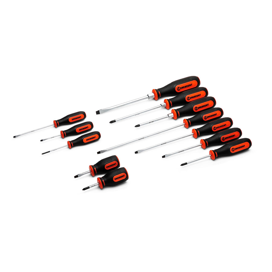 12 Pc. Crescent Dual Material Screwdriver Set with Phillips and Slotted Screwdrivers - CSDS12PCSET