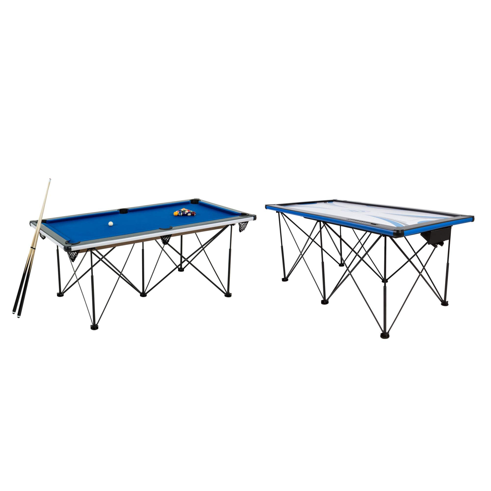 Portable Triumph Sports 6’ Pop Up Folding Air Hockey Table with Folding Legs, Instant Assembly and Accessories Included